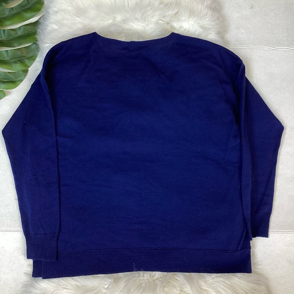 J. Crew Merino Wool Zip-Shoulder Sweater Navy BLUE L - Picture 6 of 9